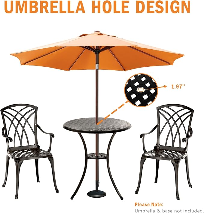 Patio Bistro Set 3 Piece, Cast Aluminum Bistro Set - Image 3