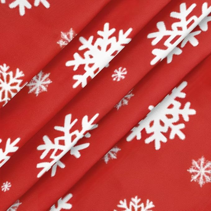 Christmas Snowflake Red White Round Table Cloth Cover, Elastic Edge Waterproof - Image 3