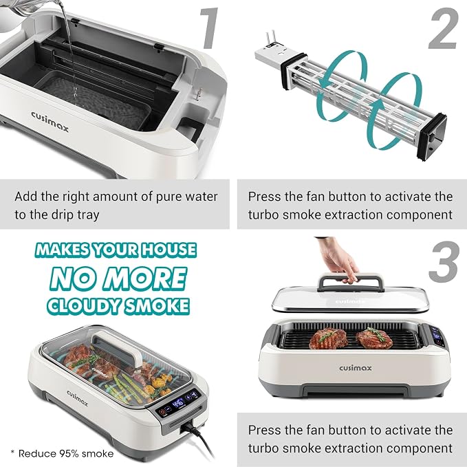 Smokeless Indoor Grill, CUSIMAX Electric Grill, 1500W Korean BBQ Grill - Image 5