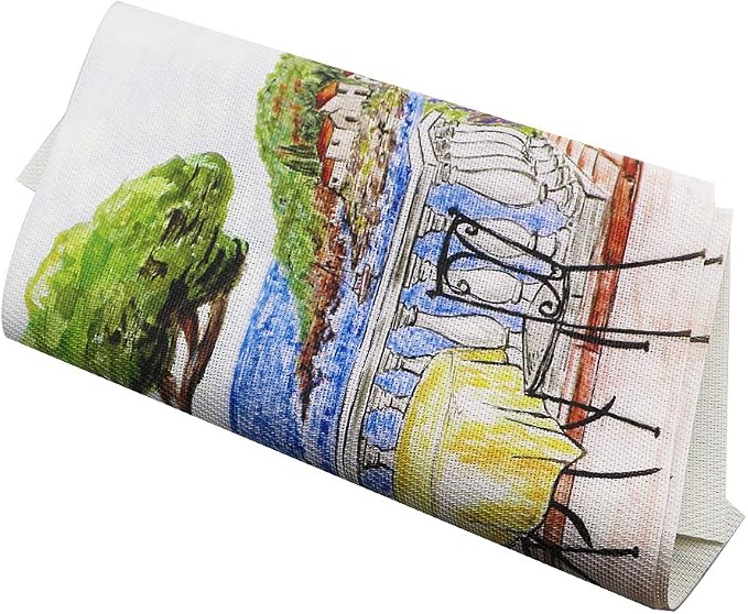 Gugrida Placemats Set of 6 Plaid Checkered Colorful Landscape PVC Placemat - Image 6