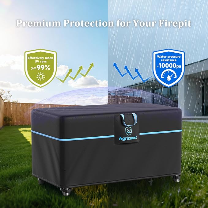 Fire Pit Cover Rectangular for 40''- 44'' Fire Pit, 600D Heavy Duty Firepit - Image 3