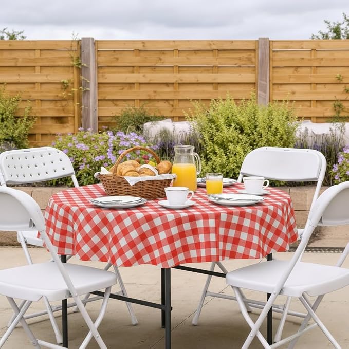 Nasitos Red and White Checkered Tablecloth 60 Inch Round - Image 8