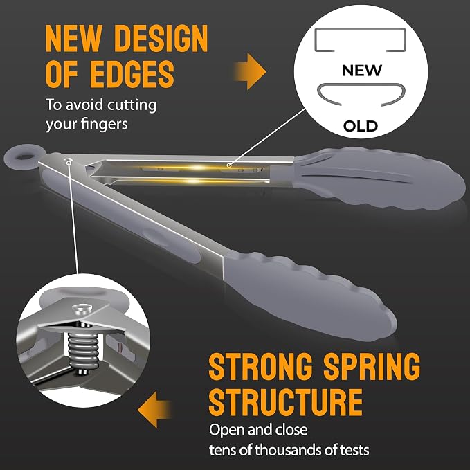 HOTEC Premium Stainless Steel Locking Kitchen Tongs - Image 4