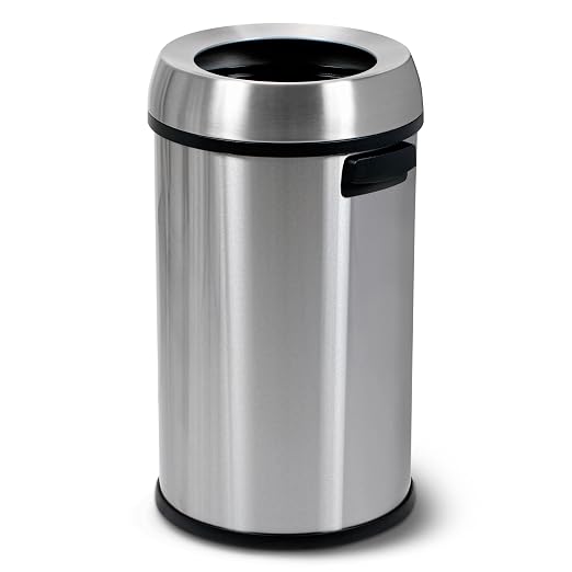 Simpli-Magic 65 Liter Open Top Trash Can, Commercial Grade, Stainless Steel by SIMPLI-MAGIC