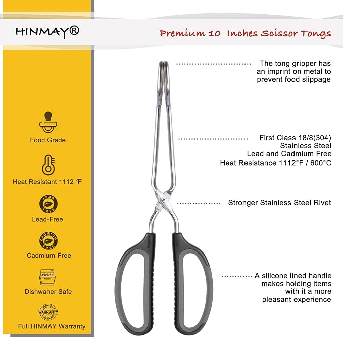Scissor Tongs 10-Inch Stainless Steel Scissor Style Tongs - Image 2