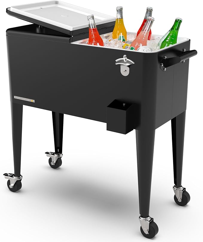 Permasteel 80 Quart Party Cooler, Rolling Ice Chest by Permasteel