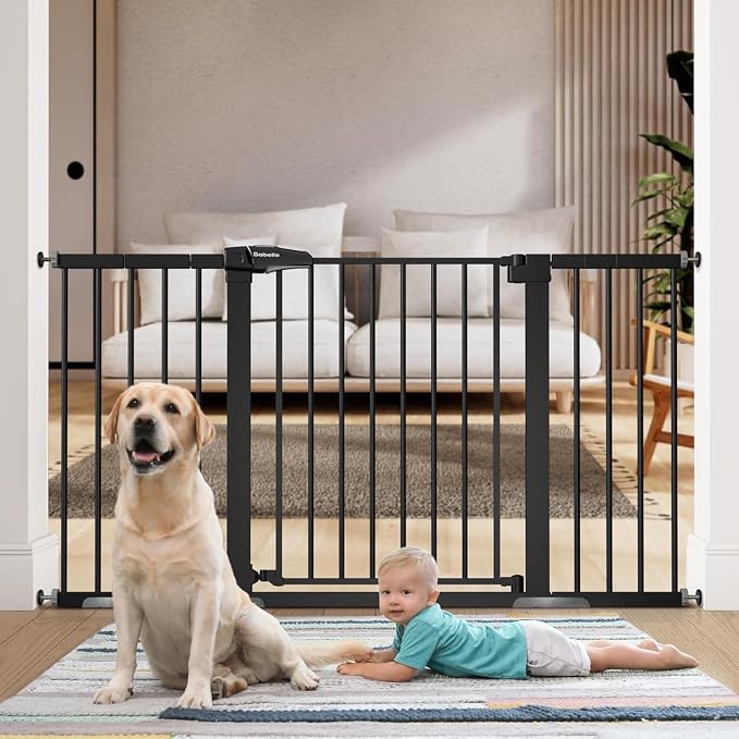 BABELIO 36" Tall Baby Gate, PressGuard P7, 29-55" Auto Close Pressure Mounted by BABELIO