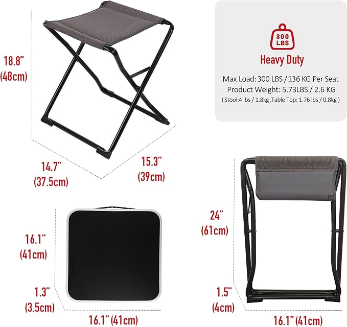 SUNNYFEEL 3 in 1 Folding Camping Table and Stool, Lightweight Up to 300 LBS - Image 3