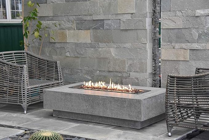 Elementi | Hampton Gas Fire Pit Cast Concrete 56" Rectangular Fire Table - Image 3