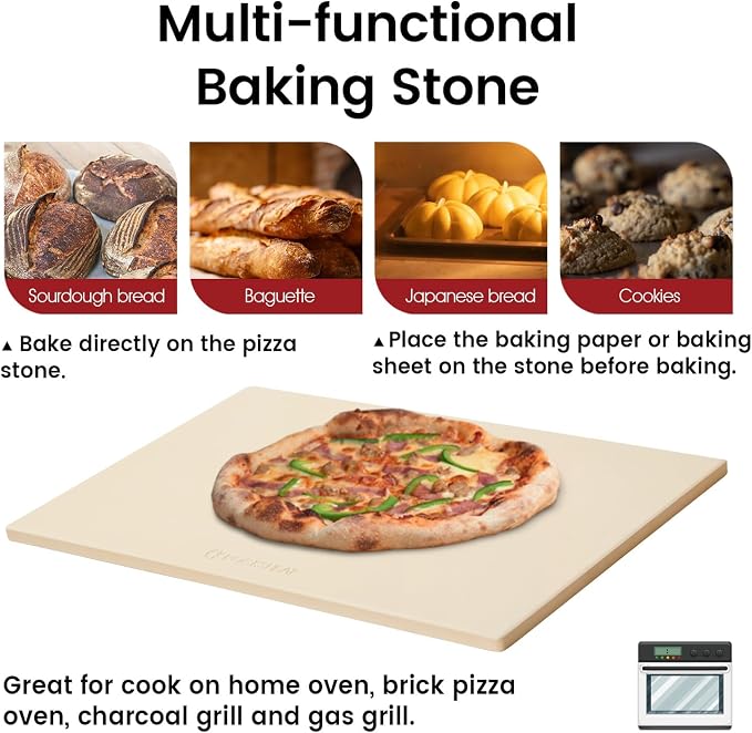 Pizza Stone, Rectangular Extra Large 22" x 14" x 0.6" Pizza Stones - Image 4