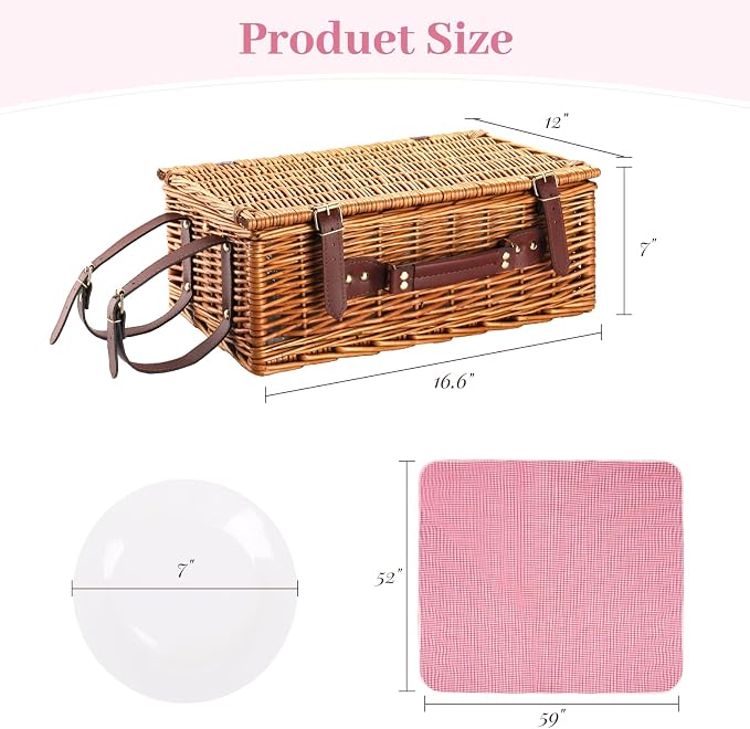 Neti Neti Wicker Picnic Basket for 4 - Image 4