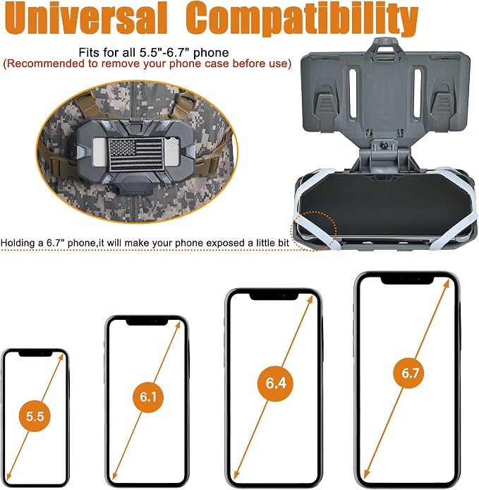 Tactical Plate Carrier Phone Mount, Universal Molle Phone Holder, Tactical - Image 3