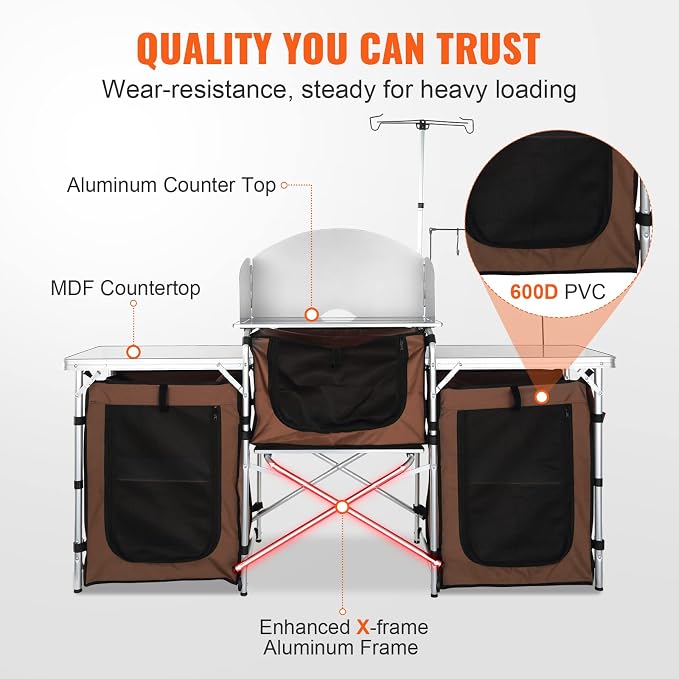 VEVOR Camping Kitchen Table, Folding Outdoor Cooking Table - Image 7
