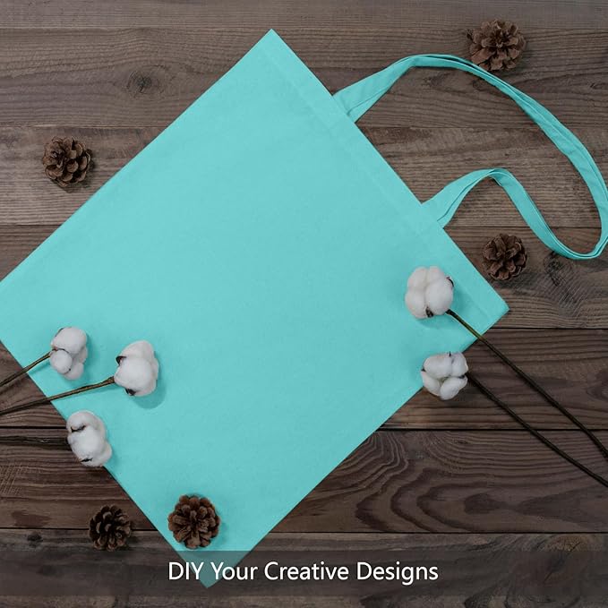 TOPDesign 24-Pack Economical 16"x15" Aqua Blue Cotton Tote Bags, Lightweight - Image 4