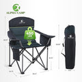 Folding Camping Chair, Green, 500 lb Capacity, Cooler Bag