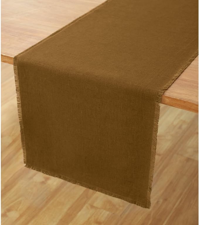 Solino Home Fringe Linen Table Runner 72 Inches Long by SolinoHome