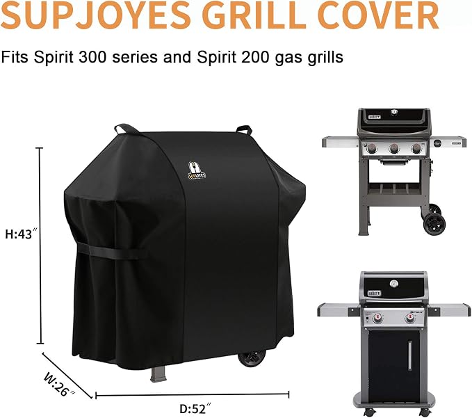 SUPJOYES 7106 Grill Cover for Weber Spirit 200 and 300 Series, 52 Inch BBQ - Image 2