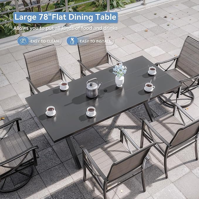Kurapika 7-Piece Patio Dining Set, Outdoor Large Table - Image 8