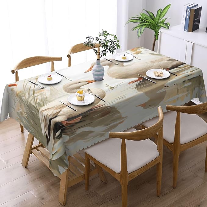Rectangle Table Cloth Retro Duck Waterproof Tablecloth 54 x 72 in Washable - Image 2