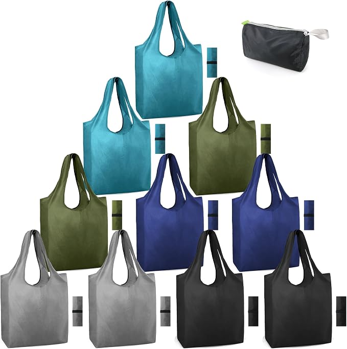 BeeGreen DIY Reusable Grocery Bags Bulk 10 Pack, Reusable Shopping Bags X-Large by BeeGreen
