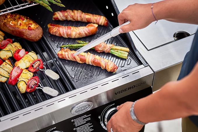 Tongs: Spring-Loaded Stainless Steel with Grooved Tips, 12.2 Inch