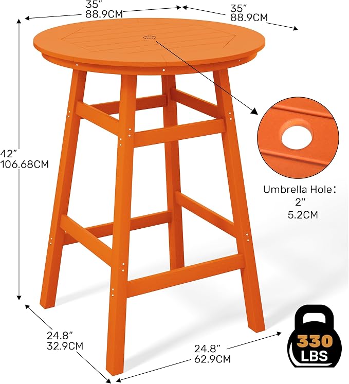 Costaelm Patio Bistro Table, Outdoor Bistro Dining Pub Table - Image 3