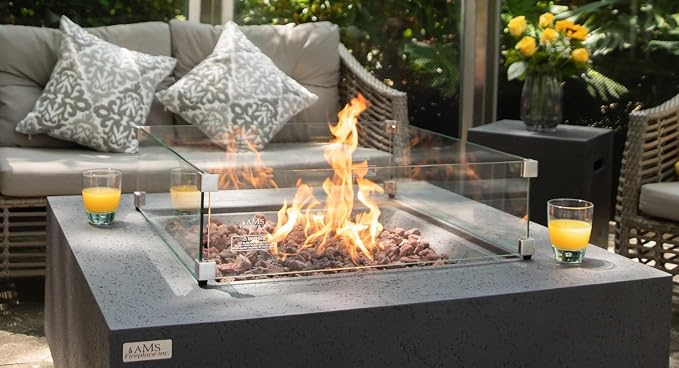 AMS Fireplace | Rectangular Fire Pit Glass Wind Guard - Image 6