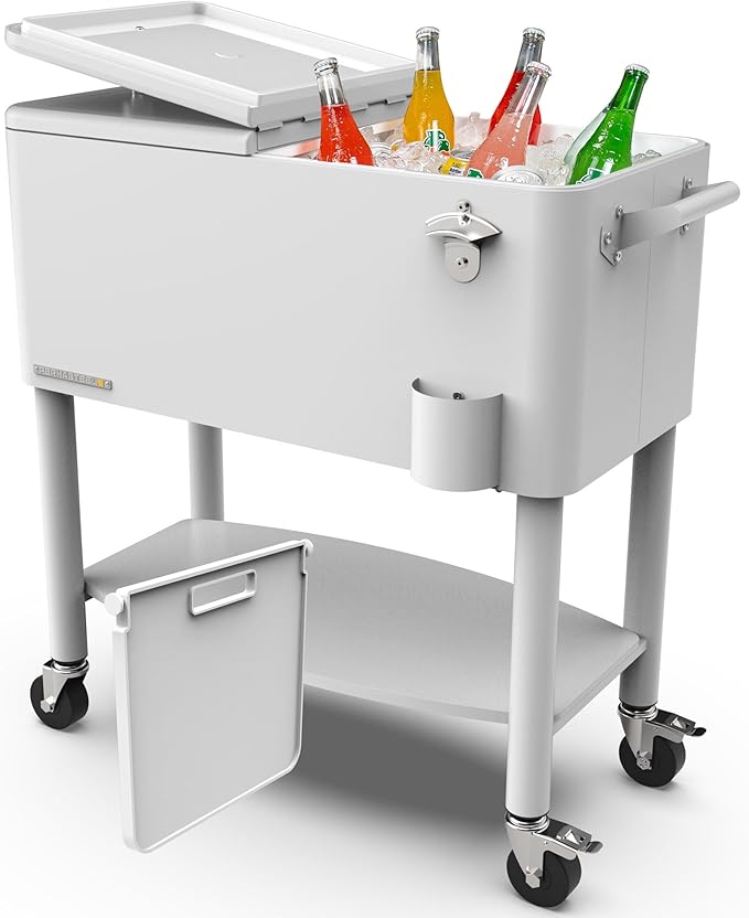 Permasteel 80 Quart Party Cooler, Rolling Ice Chest by Permasteel