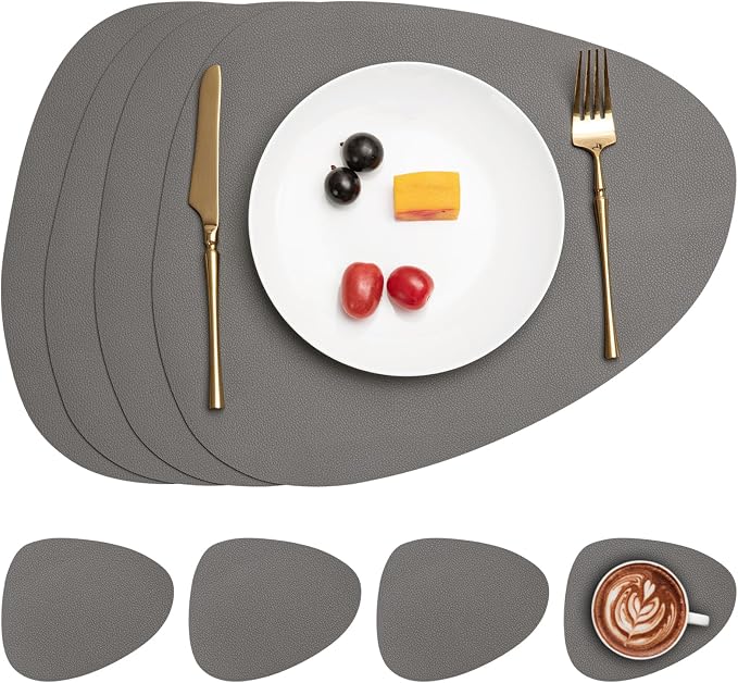 Myir JUN Placemats, Dual-Sided Placemats Waterproof Faux Leather Placemats Set by MyirJUN