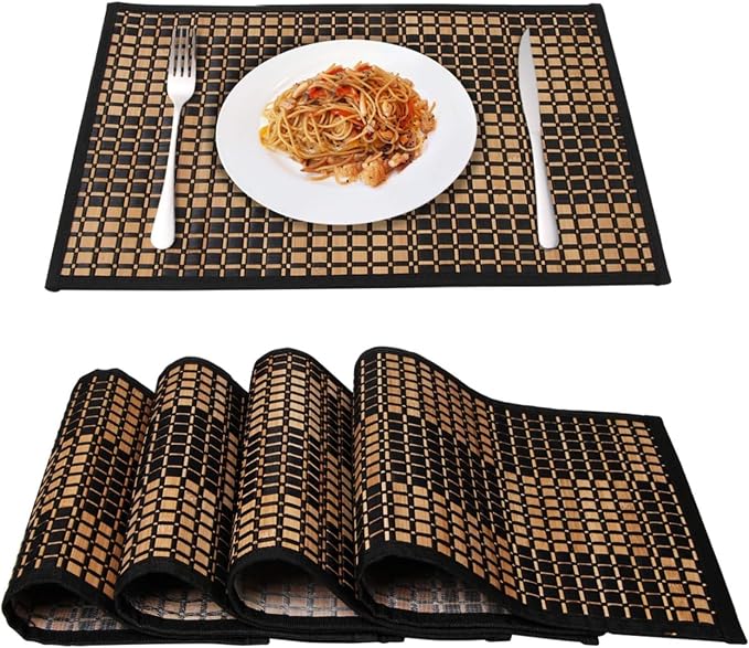 Placemats Set of 4 for Dining Table, Bamboo Place Mats for Kitchen Table Decor by MARSCOOL