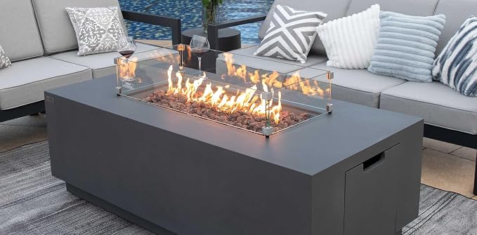 AMS Fireplace | Rectangular Fire Pit Glass Wind Guard - Image 8