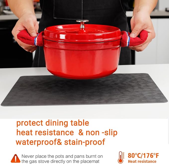 Vinyl Placemats Set of 12 Heat Resistant Easy Clean Non-Slip Place Mats - Image 4