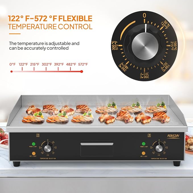 ROVSUN 30" Electric Countertop Flat Top Griddle, 3000W Electric Griddle - Image 5