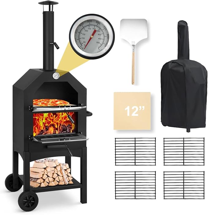 Outdoor Wood Fired Pizza Oven for Backyard and Camping by Dawmilon