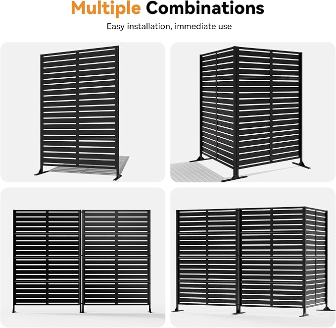 Modern Shade Metal Privacy Screen Outdoor 72" H x 48" W, Stable & Durable - Image 6