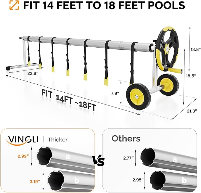 VINGLI Pool Cover Reel Set Pool Solar Cover Reel - Image 4