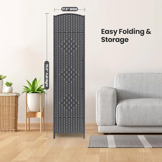 4 Panel Room Divider, 6Ft Folding Privacy Screen, Tall - Image 7