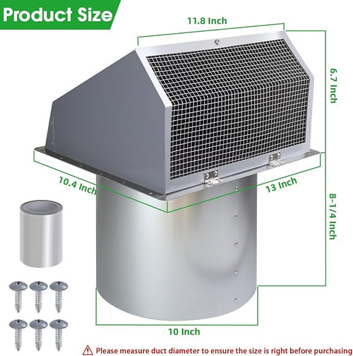 10 Inch Hooded Wall Vent Exhaust - Image 2