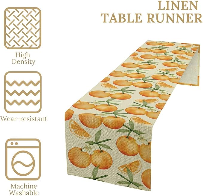 Orange Citrus Table Runner, Cute Spring Summer Fruit Themed Table Runner - Image 6