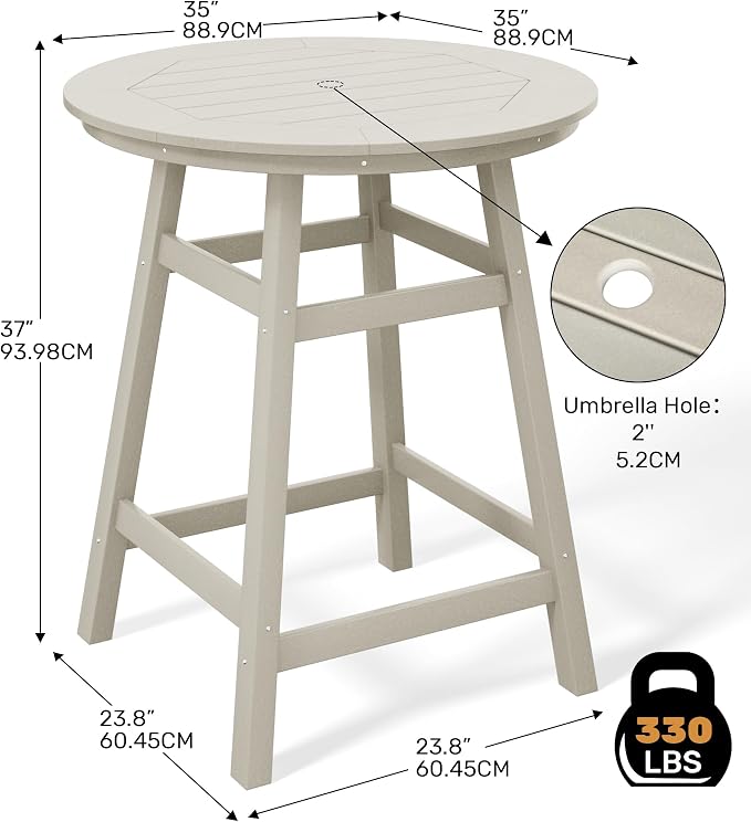 Costaelm Patio Bistro Table, Outdoor Bistro Dining Pub Table - Image 3
