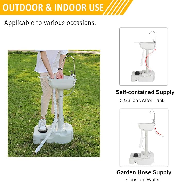 VINGLI Portable Sink and Toilet Combo| Self-contained 5 Gal Hand Washing - Image 2