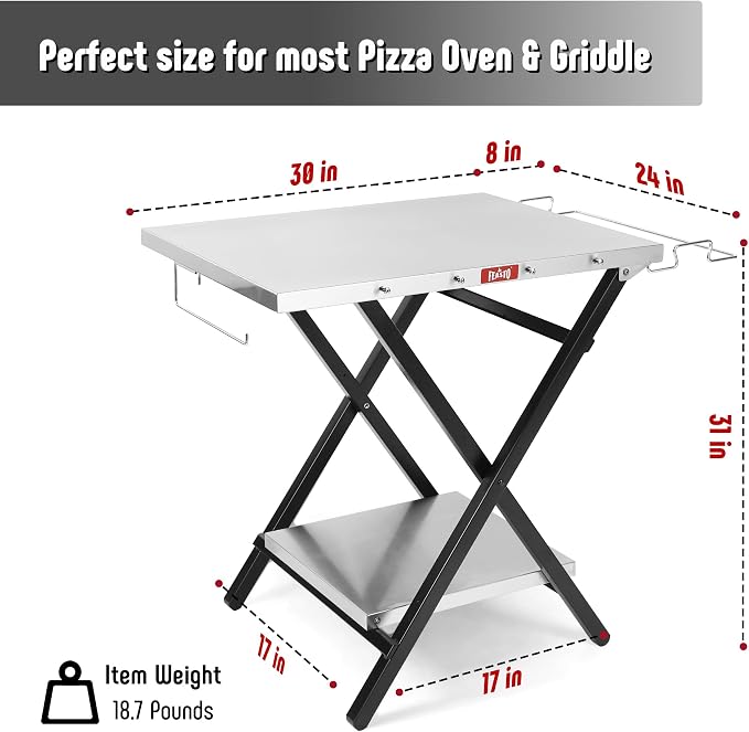 Outdoor Grill Table, Foldable Pizza Oven Stand & Griddle Stand - Image 3