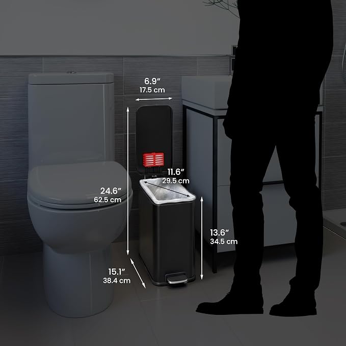 iTouchless SoftStep 3 Gallon Slim Bathroom Trash Can - Image 6
