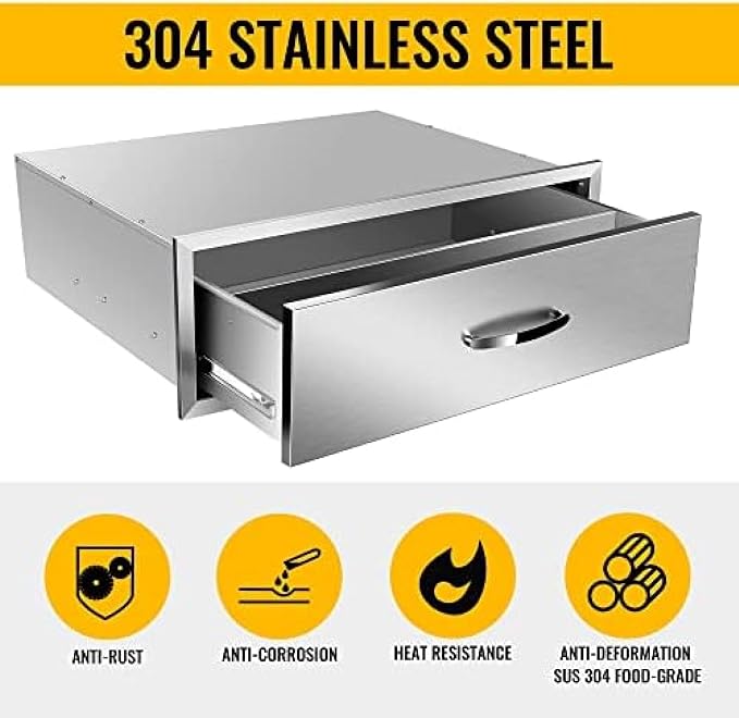BBQ Outdoor Kitchen Drawers Stainless Steel 3-Drawer BBQ Drawer Enclosed - Image 4