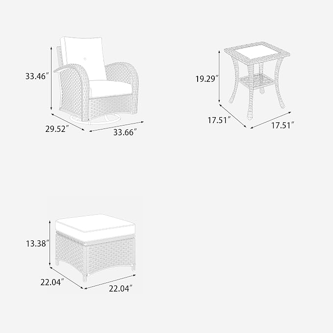 LayinSun 5 Pieces Outdoor Patio Furniture Set, Rattan Wicker Sectional Swivel - Image 9