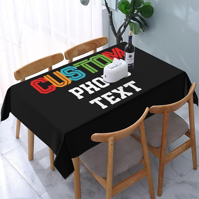 Custom Rectangle Table Cloth, Add Your Own Photo Logo Text, Personalized by Unknown