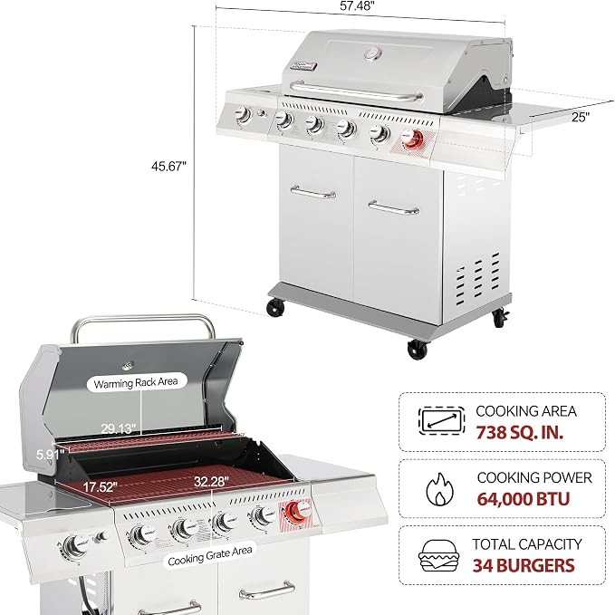 Royal Gourmet 5-Burner Propane Gas Grill - Image 3