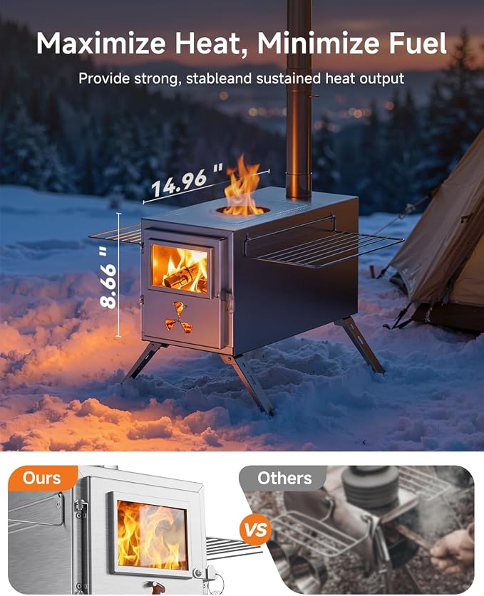 Hot Tent Wood Stove, Portable Wood Burning Stove - Image 5
