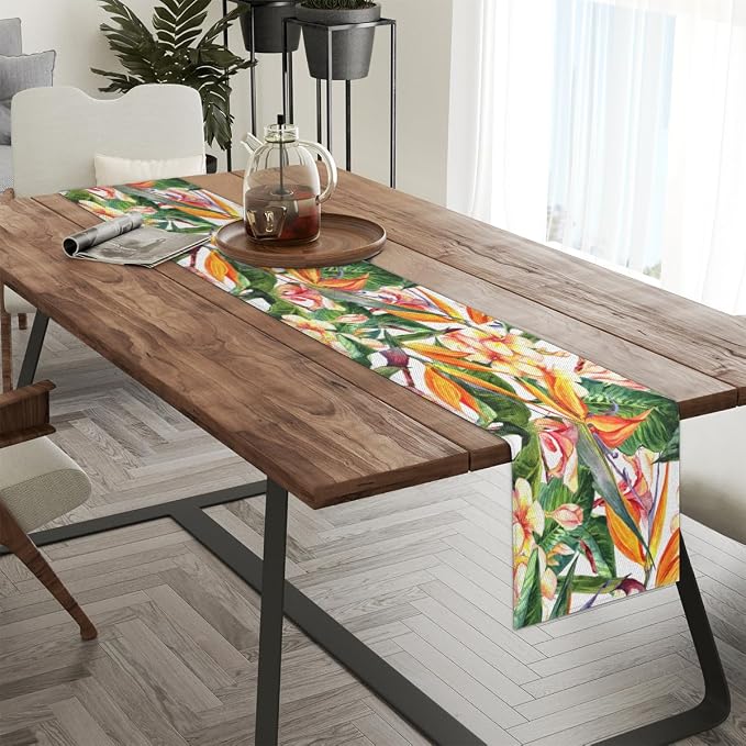 Tropical Exotic Flowers Bird Paradise Table Runner Kitchen Dining Table Runner - Image 3