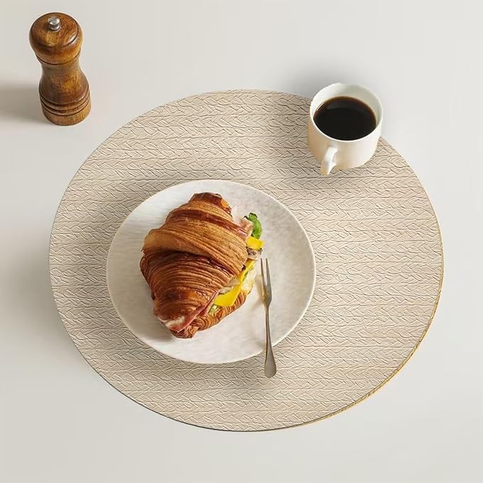 PIGCHCY Round 15" Water-Resistant Placemats Set of 6, Premium Faux Leather - Image 5